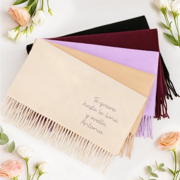Bufanda personalizada de lana suave con texto bordado accesorio de invierno regalo de cumpleaños y Navidad para familia amigos y mujeres