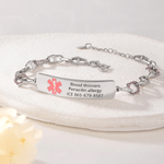 Personalised Medical Alert ID Bracelet with Engraved Medical Information Birthday Gift for Diabetic Allergy Epilepsy