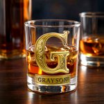Personlig 295 ml whiskyglass med initialer som gave til far ektemann eller en god venn