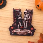 Personalized Rocking Chair Skeleton Couple Love Never Dies Wooden Figurine with Name and Text Halloween Wedding Anniversary Gift for Couple