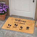 Personalized Family Footprints Non-Slip Absorbent Welcome Doormat with Name Housewarming Gift for Family New Home Movers