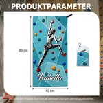 Personalisiertes Kletterer-Silhouette-Sporthandtuch | mit Namen und Aufhängeschlaufe | schnelltrocknend | Geburtstagsgeschenk für Männer und Frauen
