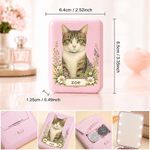 Espejo de maquillaje de doble cara con foto personalizada en acuarela, con nombre y luz LED: regalo de cumpleaños para los amantes de las mascotas