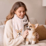 Personalised Pet Photo Multicolour Plaid Stripe Soft Warm Scarf Winter Wear Birthday Christmas Gift for Pet Owners Lovers