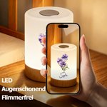 Personalisiertes Geburtsblume-Nachtlicht | mit Namen | Touch-Steuerung | dimmbar | wiederaufladbar | Schlafzimmerdeko | Geburtstagsgeschenk für Frauen