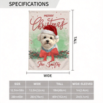 Personalised Christmas Hat Pet Photo Bow Holly Garden Flag with Family Name Garden Decor Christmas Gift for Gardening Lovers Pet Lovers