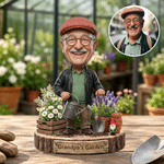 Personalised Grandpa's Garden 3D-Effect Artwork Photo Wooden Figurine with Text Anniversary Grandparents Day Birthday Gift for Grandpa Father