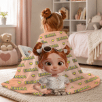 Personalized Multicolor Heart Cartoon 3D-Effect Artwork Character Soft Hooded Blanket with Name Anniversary Birthday Christmas Gift for Family Kid