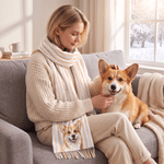 Personalised Pet Photo Multicolour Plaid Stripe Soft Warm Scarf Winter Wear Birthday Christmas Gift for Pet Owners Lovers