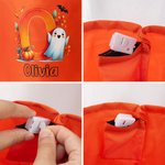 Personalized Pumpkin Ghost Colorful LED Light Bucket Bag with Name and Initial Trick or Treat Halloween Party Gift for Kids