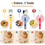 Personalised Colourful Circus Animals Pattern Fork Spoon Knife 3 Pcs Cutlery Set with Name and Case Daily Use Back to School Birthday Gift for Kid