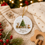 Personalised Christmas Tree Cute Animal Ceramic Ornament with Name and Year Home Tree Decor First Christmas Gift for New Baby Family