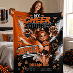 Personalised 3D-Effect Artwork Cartoon Cheerleader Character Soft Throw Blanket with Photo Text and Name Home Decor End of Season Gift for Cheerleader