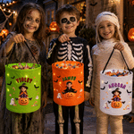 Personalized 3D-Style Art Vampire Witch Photo Bat Ghost LED Light Bucket Bag with Name Halloween Trick or Treat Gift for Boys Girls