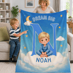 Personalised Cartoon Pyjamas Kid Character Photo Soft Throw Blanket with Name Home Decor Birthday Back to School Gift for Kids Boys Girls