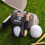 Personalised 3D-Effect Artwork Cartoon Character PU Leather Golf Ball Waist Bag Storage Pouch with Name Sports Birthday Gift for Golf Player