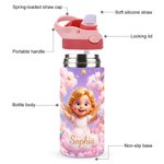 Personalized 3D-Style Character Artwork Photo 12 oz Insulated Water Bottle with Name and Straw Daily Use Back to School Birthday Gift for Kid Boy Girl
