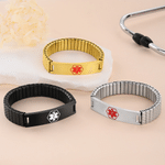 Personalised Medical Alert ID Stretch Bracelet with Engraved Medical Information Birthday Gift for Diabetic Allergy Epilepsy