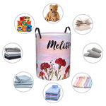 Personalized Watercolor 3D-Effect Artwork Birth Flower Storage Laundry Basket with Name and Handles Birthday Anniversary Christmas Gift for Woman