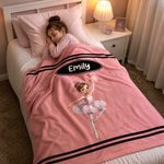 Personalized Photo to Cartoon Character Multicolor Soft Throw Blanket with Name Bedroom Decor Christmas Birthday Gift for Kids Teenagers