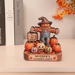 Yksilöllinen, hieno puinen lintumies-kurpitsa-vaahteranlehti-figuuri, johon voi kaivertaa 1–6 nimeä ja lempinimeä – Halloween- tai syntymäpäivälahja isovanhemmille
