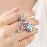 Personalised Heart Birthstone Necklace with Initial Pendant Dainty Jewellery Birthday Anniversary Gift for Woman Girl