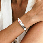 Personalised Medical Alert ID Bracelet with Engraved Medical Information Birthday Gift for Diabetic Allergy Epilepsy