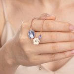 Personalized Cute Pet Photo Bone Paw Birthstone Sterling Silver Adjustable Bracelet with Engraved Name Memorial Birthday Gift for Pet Owners