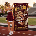 Personalized Cute Cheerleader Photo 3D-Style Character Artwork Quick Dry Beach Towel with Name Beach Team Birthday Gift for Cheerleaders Coaches