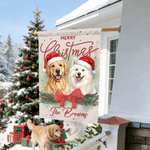 Personalised Christmas Hat Pet Photo Bow Holly Garden Flag with Family Name Garden Decor Christmas Gift for Gardening Lovers Pet Lovers