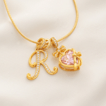 Personalised Heart Birthstone Necklace with Initial Pendant Dainty Jewellery Birthday Anniversary Gift for Woman Girl