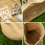 Personalised Cartoon Golf Player Photo Golf Ball Bag Sack with Name Golf Field Accessories Birthday Gift for Golfer Friends