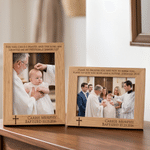 Personalized Cross Baptism Photo Wooden Photo Frame with Engraved Text and Name Baptism Keepsake Gift for Christian Newborn Godchild