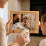 Personalized Cross Baptism Photo Wooden Photo Frame with Engraved Text and Name Baptism Keepsake Gift for Christian Newborn Godchild