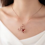 Personalised Heart Birthstone Necklace with Initial Pendant Dainty Jewellery Birthday Anniversary Gift for Woman Girl