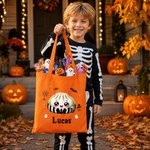 Personalised Halloween Theme Dumpling Large Canvas Bag with Name Daily Use Halloween Gift for Kids