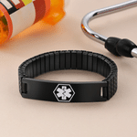 Personalised Medical Alert ID Stretch Bracelet with Engraved Medical Information Birthday Gift for Diabetic Allergy Epilepsy
