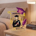 Personalized Scroll Shape Photo Acrylic Ornament with Blessings Year Name and School Name Desk Decor Graduation Anniversary Gift for Graduate Student