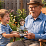 Personalised Grandpa's Garden 3D-Effect Artwork Photo Wooden Figurine with Text Anniversary Grandparents Day Birthday Gift for Grandpa Father