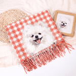 Personalised Pet Photo Multicolour Plaid Stripe Soft Warm Scarf Winter Wear Birthday Christmas Gift for Pet Owners Lovers
