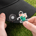 Personalized Cartoon Golf Character Magnetic Golf Ball Marker Hat Clip with Name Birthday Game Day Gift for Golf Lover