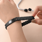 Personalised Medical Alert ID Stretch Bracelet with Engraved Medical Information Birthday Gift for Diabetic Allergy Epilepsy