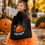 Personalised Halloween Theme Dumpling Large Capacity Linen Bag with Name Halloween Party Trick or Treat Activity Gift for Kids