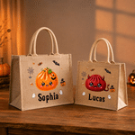 Personalised Halloween Theme Dumpling Large Capacity Linen Bag with Name Halloween Party Trick or Treat Activity Gift for Kids