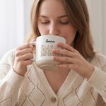 Henkilökohtainen, monivärinen syntymäkuukausikukka-aiheinen 12 oz:n keraaminen muki, jossa on nimi – päivittäiseen käyttöön sopiva vuosipäivä- ja syntymäpäivälahja naiselle, työtoverille, ystävälle ta