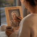 Personalised In Loving Memory Wooden Photo Frame with Engraved Text and Name Home Decor Sympathy Memorial Gift for Family Friends