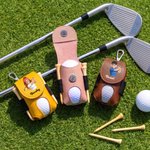 Personalised 3D-Effect Artwork Cartoon Character PU Leather Golf Ball Waist Bag Storage Pouch with Name Sports Birthday Gift for Golf Player