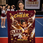 Personalised 3D-Effect Artwork Cartoon Cheerleader Character Soft Throw Blanket with Photo Text and Name Home Decor End of Season Gift for Cheerleader