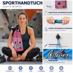 Personalisiertes Kletterer-Silhouette-Sporthandtuch | mit Namen und Aufhängeschlaufe | schnelltrocknend | Geburtstagsgeschenk für Männer und Frauen