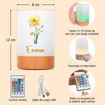 Luz nocturna recargable personalizada con flor de nacimiento y nombre colores ajustables y control táctil regalo de cumpleaños para mujer y niña